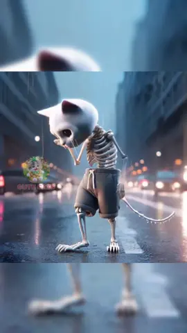 Skeleton Cat Fight For Food 😭😭#cutecats #ai #cute #animales #boxing🥊 #tiktok 