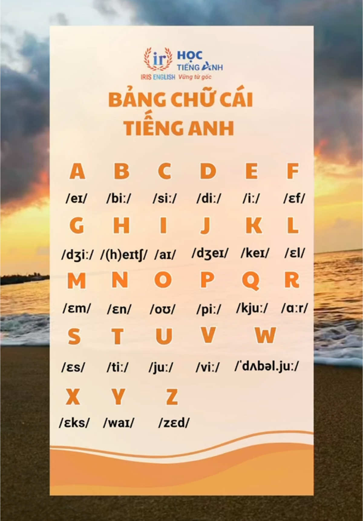 Bảng chữ cái tiếng Anh cho người mới bắt đầu #irisenglish #tienganhgiaotiep #trungtamtienganhiris #tienganhmoingay #LearnOnTikTok #tienganhcoban #hoccungtiktok #tienganh #xh 