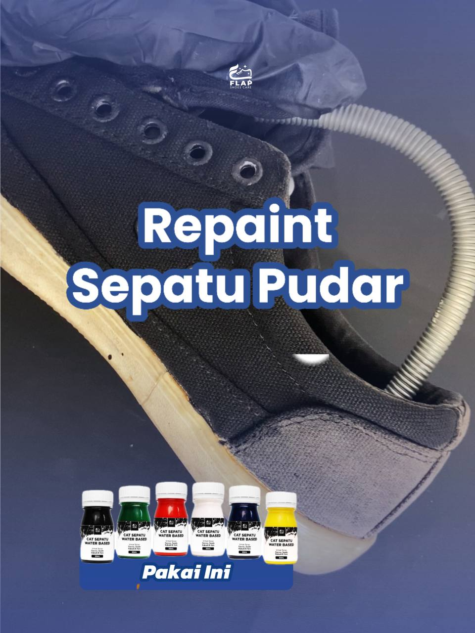 Gini nih kalau salah mencuci sepatu, bisa jadi pudar dan warnanya gak karuan, tapi tenang aja karena bisa di repaint dengan cat dari Flap Shoes Care #fyp #repaint #repaintsepatu #catsepatu #shoescare #shoepaint #sepatupudar