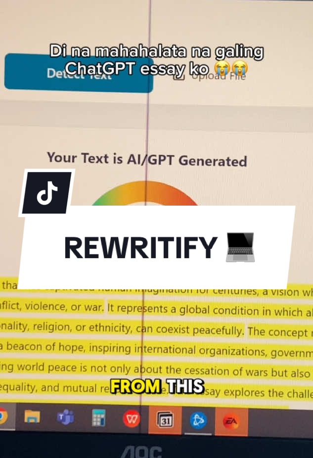 Buti nalang na-discover ko yung Rewritify. It's a website that helps you rewrite ai generated text to 99% human-written content. Which can bypass AI Detection tools kagaya ng GPTZero, Turnitun, etc! 🤩📚  #rewritify #rewritifyai #bypass #aidetection #website #essay #aidetector #chatgpt #fyp 