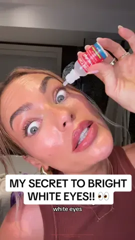 👀 My secret to BRIGHT white eyes!! 🙌🏼 ✨ Be sure to follow the instructions & dont overuse it! I only use it every now & then, not every day!  #Beautyproducts #brighteyes #fresheyes #beautyhack #beautysecrets 
