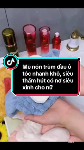 Mũ nón trùm đầu ủ tóc vải nhung đính nơ mềm mịn siêu thấm hút siêu xinh cho nữ #mutrumtoc #giadungtienich #giadungtienloi #giadungthongminh #xuhuong 