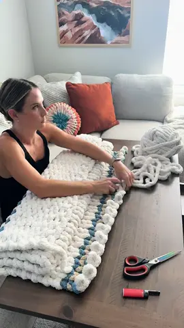 What other color patterns would you like to see me make for my hand knit chunky blankets?  ##fyp##fingerknitting##chunkyblankettutorial##handknitblanket##falldecor##diyhomedecor##etsycreatorco##chenilleblanket##armknitting##diycrafts##handknit##sidehustle##newhobby##howtocrochet