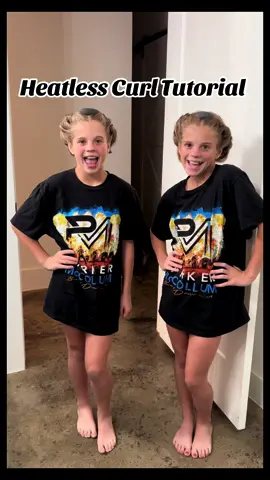 Heatless Curl Tutorial  #girlmom #twinsisters #hairtok #hair #heatlesscurls #fyp #MomsofTikTok 