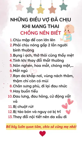 Những điều vợ đã chịu khi mang thai, chồng hãy luôn hiểu và đồng hành cùng vợ trong hành trình đặc biệt này nhé! #mangthai #lamme #embe #pregnant #chamcon 