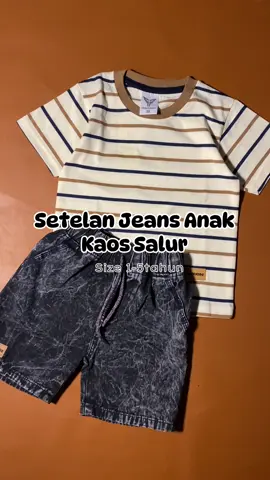 Setelan jeans anak kaos salur #fyp #setelananak #setelananaklakilaki #setelananakmurah #ootdanakcowok #xyzbca #trending 