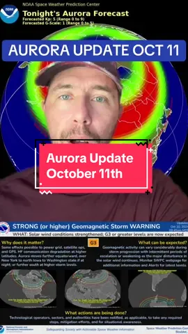 Aurora Update October 11th  #spaceweather #solarstorm #geomagneticstorm #auroraborealis #northernlights 