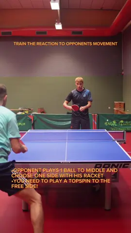 THIS IS A SUPER EFFICIENT EXERCISE TO TRAIN YOUR REACTIONS TO THE OPPONENTS MOVEMENT! You can play it with every level and make it even harder when the opponent delays his movement to one side! Give it a try! #tabletennisdaily #tabletennistraining 