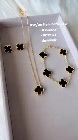3Pcs/set Five-leaf Clover Necklace Bracelet Earrings set✨