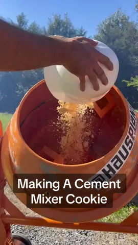 We used a cement mixer to make a massive chocolate chip cookie #construction #howto #heavyequipment #cooking #DIY #contractor