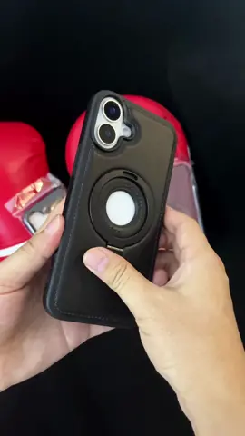 Black leather metal bracket magnetic mobile phone case series supports ip12-ip16 (with screen protector x1)#iphone #phonecase #iphone16 
