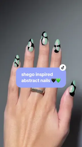shego inspired abstract nails 🖤💚 products used: matcha tea, tuxedo mask, detail brush, totally gelly, & love potion aurora nail powder.  #fallnails #halloweennails #shego #nailartvideos #nailtutorials #abstractnails #greennails #nailtrends #nailarttutorials #athomenails 