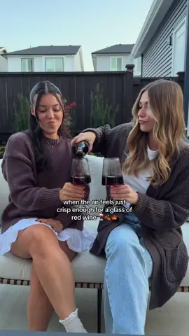 oh yes 🤌🏻🍷🍂🍁 #redwine #fallvibes #bestfriendscheck #crispair #teamnospill #wineoclock 