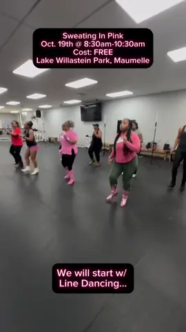 Join us for Sweating in Pink: Xtreme Hip Hop step & Line Dance Mashup for Breast Cancer Awareness Month!  First up, will be a few line dances. If you have any bring your cowboy boots, hats, and fan clackers because we'll certainly make some noise. Then our favorite spin instructor, Aja, will do a dedication ride in memory of her mother. Last, we will SHOWOUT on those boards with Xtreme instructors Alline, Natasha, Aja & Deanna! To sign up, click the link below. There's also an option to purchase a Sweating In Pink t-shirt until Wednesday. https://www.ticketleap.events/tickets/arkansas-xtreme-hip-hop/sweating-in-pink 💰FREE 📍Lake Willastein Park Pavillion, 309 Lake Willastein Dr, Maumelle, AR ⏱️ 8:30am-10:30am 🎶 DJ Quinn Beacham #xtremehiphopwithmtalline #linedancing