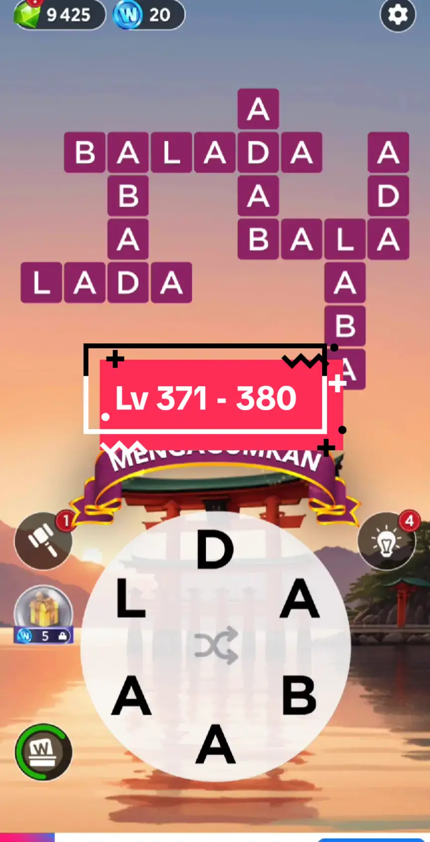 Tebak kata words of wonders, Level 371 - Level 380 #WordsOfWonders #tebakkatawordsofwonders #tebakkata #tebakkatawow #gamersantuy 