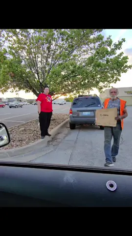 He was holding a sign saying... 