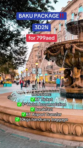 Baku Package Promo for as low as 799aed for 3D2N‼️🇦🇿#abudhabitiktok ##uae🇦🇪#kabayantravelandtourism #travel #baku #azerbaijan #kabayantiktokers 