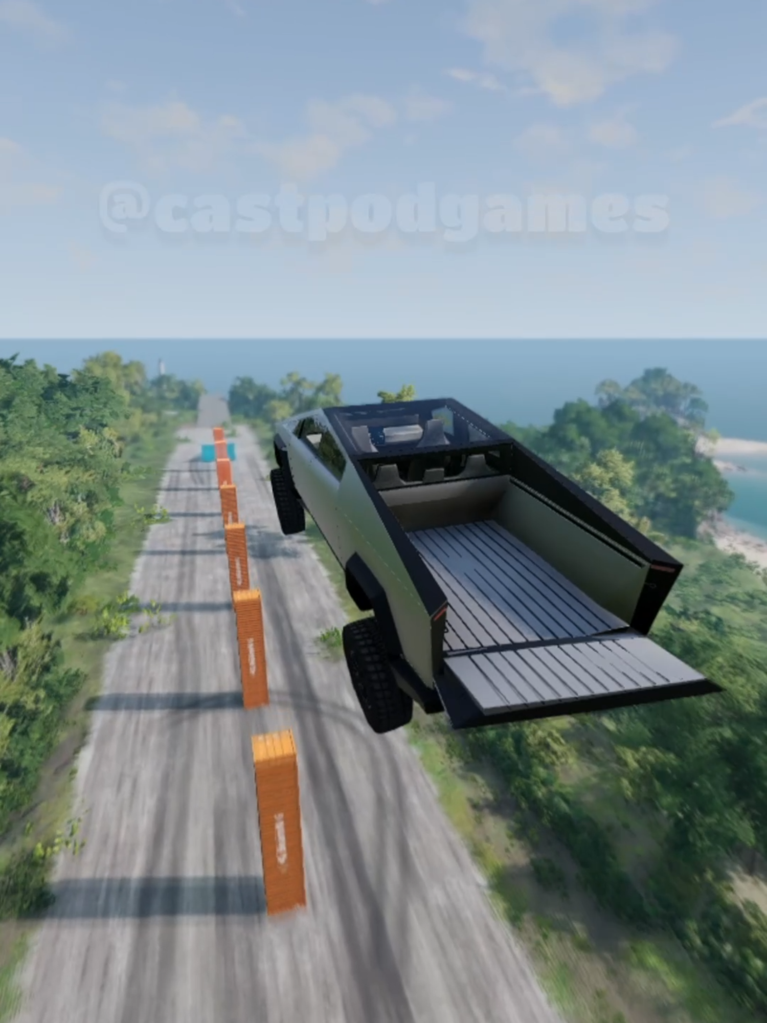 Qual carro pula os containers de pé? #beamngdrive #beamng #carros #tesla #gaming