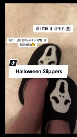 My favorite slippers! Hurry there is still time to grab yours! You won’t want to take them off! #tiktokshop #ghostface #ghostfaceslippers #halloweenslippers #halloweenlook #creatorsearchinsights 