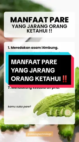Namun, penting untuk mengonsumsinya dalam jumlah yang tepat karena pare dapat menyebabkan efek samping, terutama jika dikonsumsi berlebihan atau oleh orang dengan kondisi kesehatan tertentu. #infokesehatan #edukasikesehatan #sehatselalu #sehatgakmahal #sehatalami #pare 