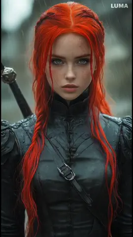 Sztuczna inteligencja pomaga mi urzeczywistnić moją wizję pięknej wojowniczki o czerwonych włosach ze świata dark fantasy.  #aivideos #aitok #ai #lumaai #klingai #midjourney #aigenerated #aigeneratedvideos #aiart #dark #darkfantasy 