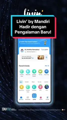 Livin' by Mandiri menawarkan pengalaman bertransaksi yang lebih seru dengan tampilan yang baru! Next level of convenience and personalization 💡 Bebas atur fitur favorit sesuai preferensi, penuhi kebutuhan transaksi dengan lebih mudah sesuai kebutuhan Anda. Next level of features 📲 Fitur semakin lengkap, bisa investasi saham langsung di Livin' Investasi! Next level of rewards 🎁 Mudah dapat, mudah cek, dan mudah tukar Livin'poin untuk dapatkan reward dalam satu aplikasi. Rasakan pengalaman yang exciting bersama aplikasi Livin' by Mandiri yang baru! Info lebih lanjut: bmri.id/livin #BeyondSuperAPP #Livin #LivinbyMandiri #BankMandiri 
