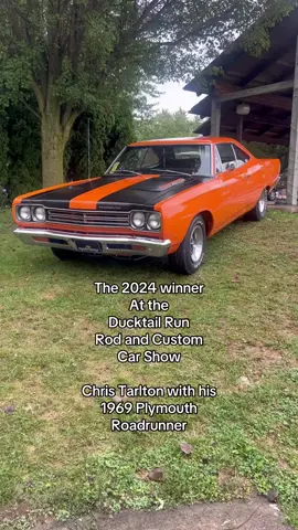 The 2024 Best of Show winner at the Ducktail Run Rod and Custom car show is Chris Tarlton with his  1969 Plymouth Roadrunner #oldcar #oldcars #oldcarchallenge #oldtruck #oldtrucks #classiccars #fyp #fy #foryoupage #carshow #ducktail #ducktailrun #ford #chevy #plymouth #mopar #hemi #showcar #fastcars #supercharged 
