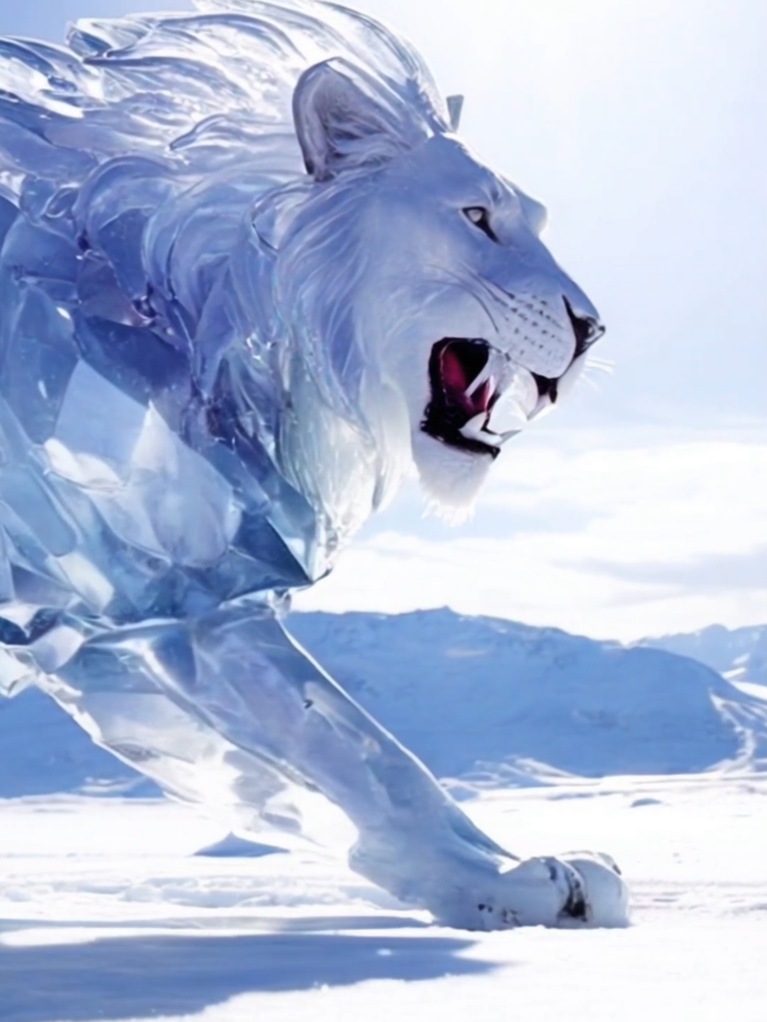 Ice Crystal Lion King! ❄️🦁 Witness the power of the king of ice in the frozen wilderness! #IceLion #SnowKing #CrystalPower#IceLion #CrystalPower #FrozenWonders #ColdMajesty #KingOfTheSnow #EpicBeast