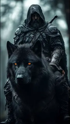 Black wolf and an imaginary warrior challenging the viewer. #wolf #blackwolf #warior #redeyes #warrior #ai #aiart #aicommunity 