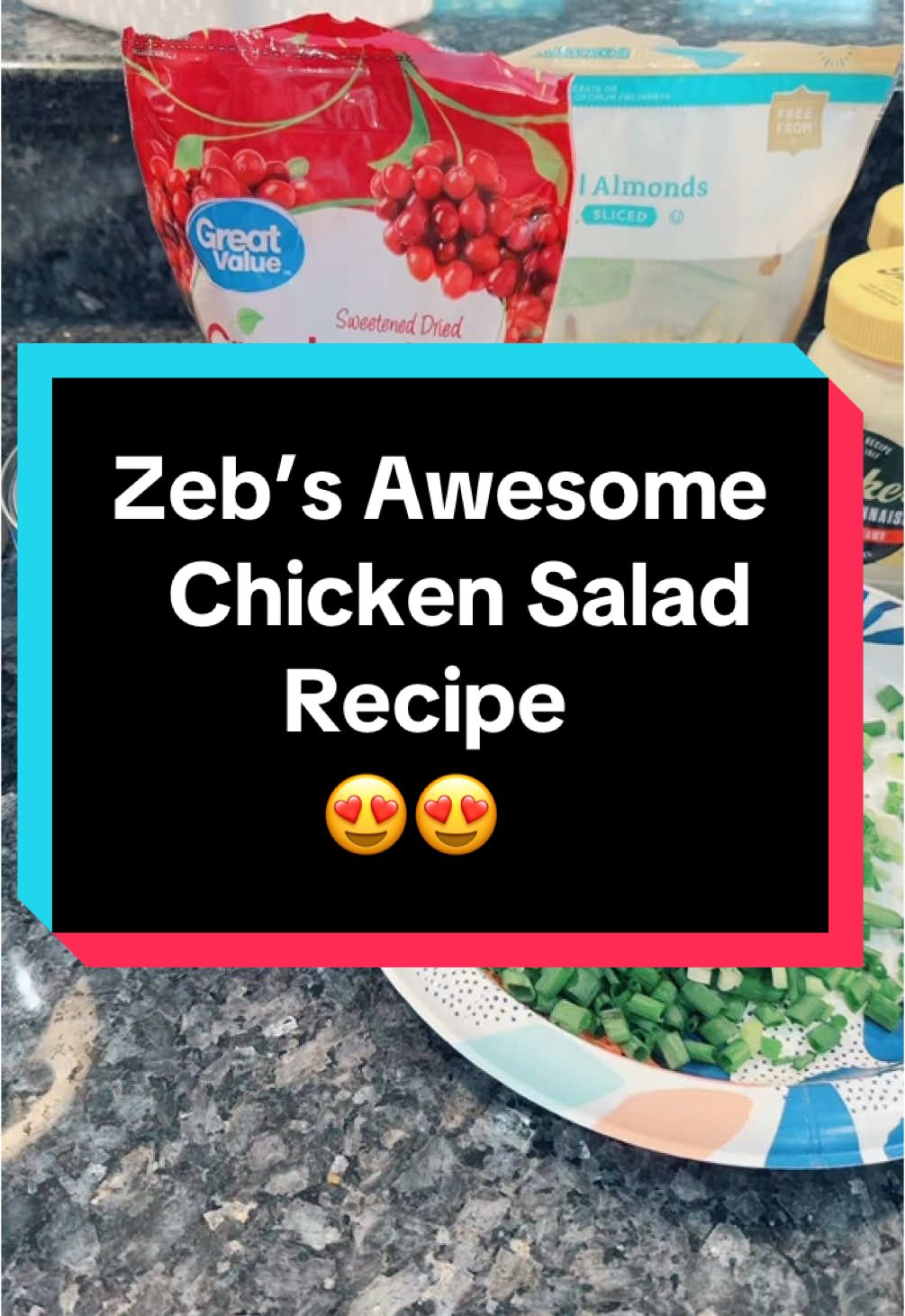 Zeb’s Chicken Salad!!  My baby sister makes the best chicken salad. Great as a sandwich, on crackers, & on top of salad. Screenshot at the end for the ingredients. No measurements necessary just measure with your heart.  #reallifewithlar #EasyRecipe #chickenrecipe #driedfruit #dukesmayonaise @dukesmayo @debba_zeb 