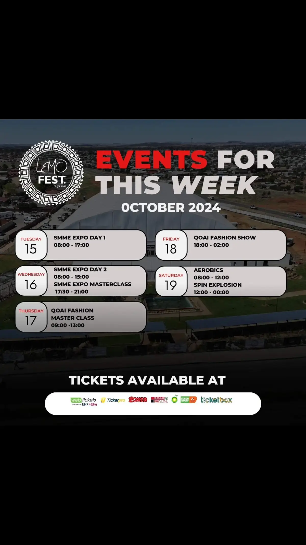 Lemo Fest Final week 🎉🎉 Let's end on a high note. 📍Re Ya Kasi Tickets are available at TicketPro, Webtickets, TicketBox, PicknPay, Spar and Boxer stores nationwide.  #lemofest2024 #ReyaKasi #Mangaung #freestatetiktok #southafrica #bloemfontein #Mangaung #fashionstyle 