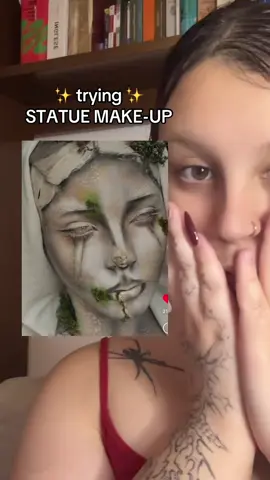 trying the viral statue makeup!✨ please suggest me more makeup looks to recreate🌷 #statuemakeup#makeuplook#halloweenmakeup#makeuptutorial#makeupartist #darkfantasy #angelmakeup 
