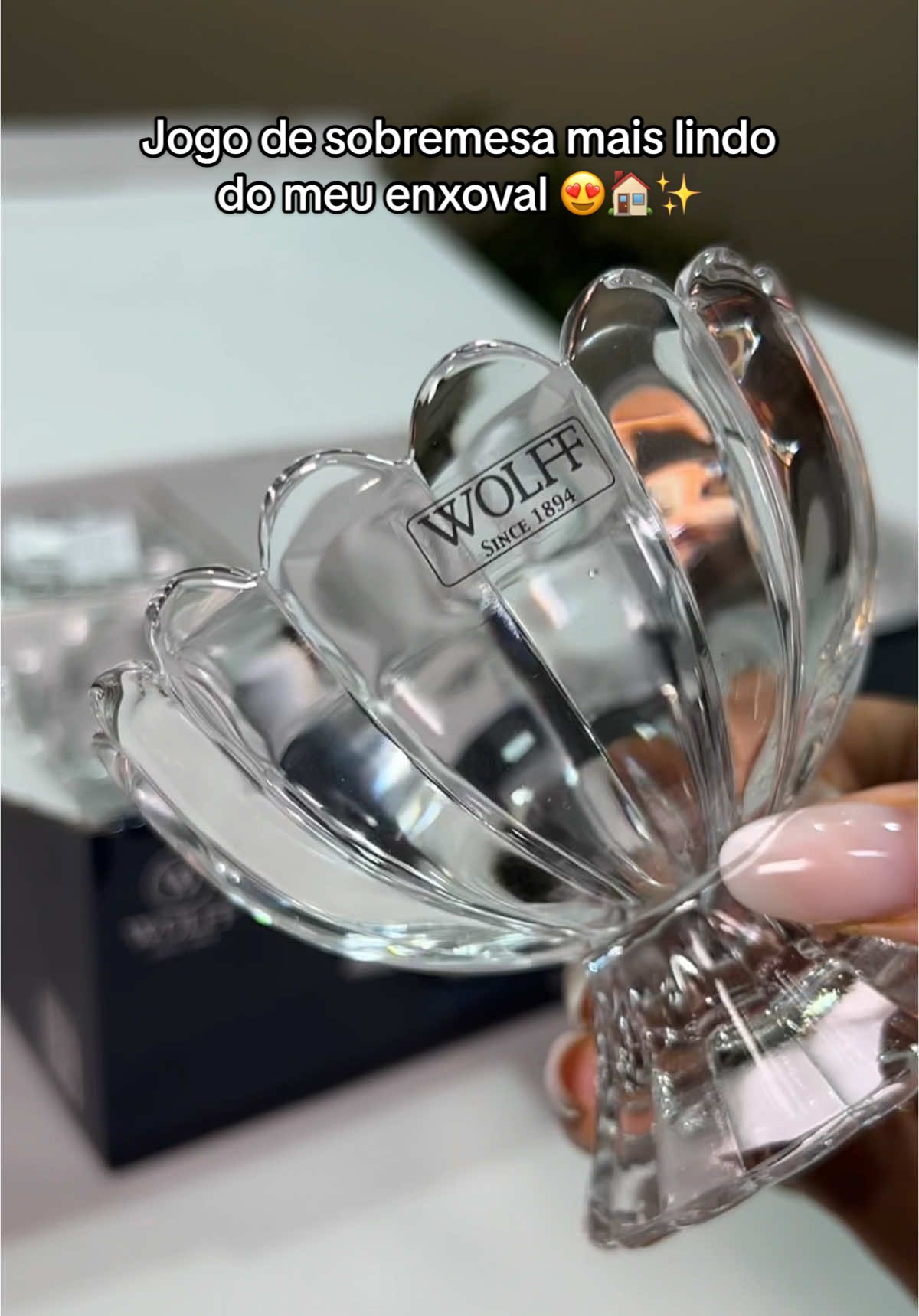 Apaixonada no jogo de sobremesa em cristal da Wolff que comprei para o meu enxoval de casa nova na shopee 🥹❤️  Disponível no link da bio  #enxoval #casanova #enxovaldecasanova #comprasparacasa #comprasonline #shopee 
