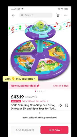 #natural #newcustomerdeal #freeshipping #foryo #viral #nonstop #funstool #dinosaur #sitandspintoy #childtoys #toys #viraltoys 