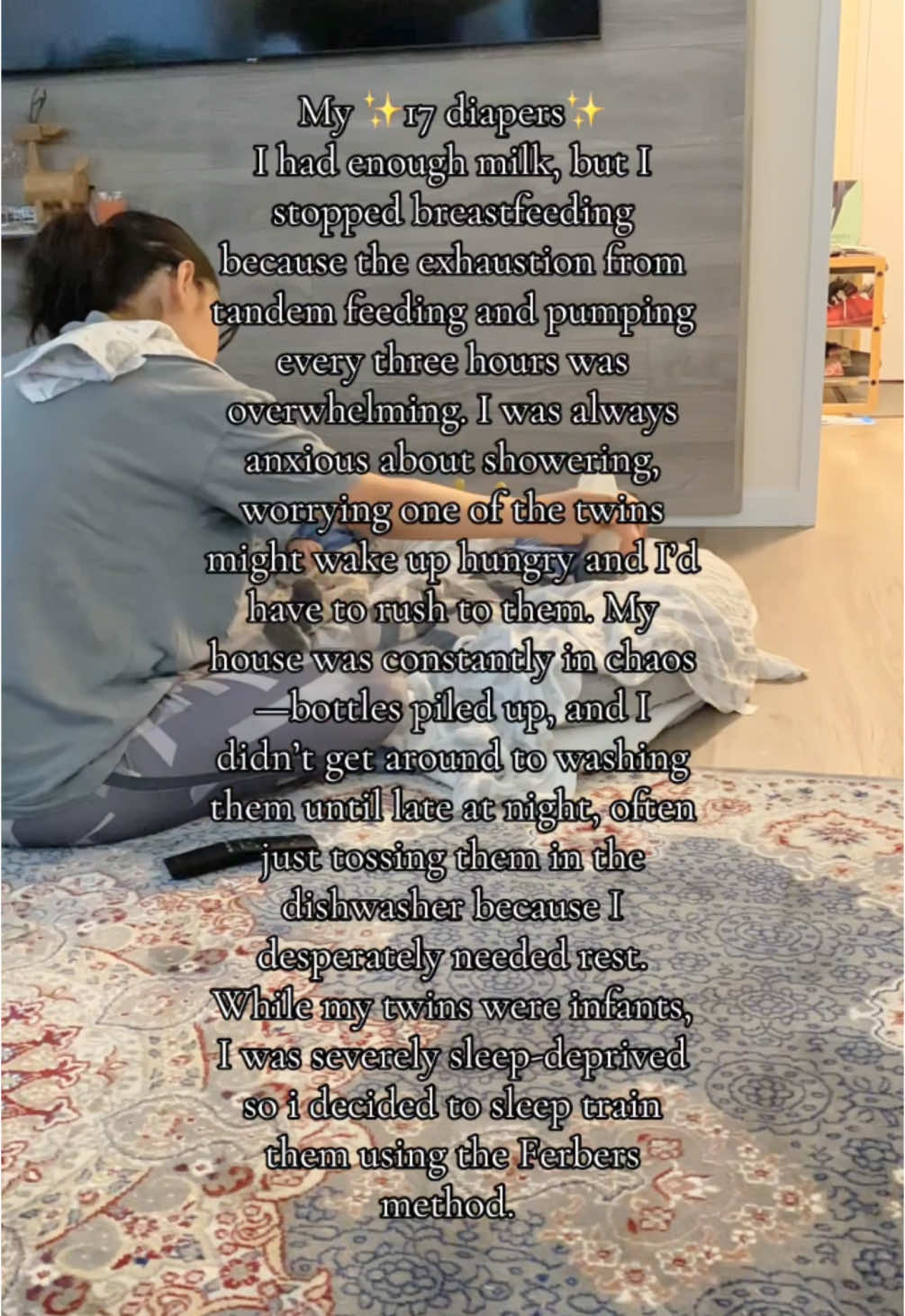 Breastfeeding was exhausting, and I had to prioritize rest over perfection. My house was a mess, and bottles piled up, but in those early days, survival was key. To all the tired mamas out there, you’re doing amazing. #17diapers#trend#postpartum#motherhood#twins#fyp