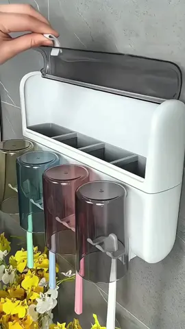 Bộ nhả kem đánh răng tự động đựng bàn chải nhà tắm, bộ 4 cốc  #bonhakemdanhrang#bonhakemdanhrangtudong#giadung#giadungtienich#giadungthongminh