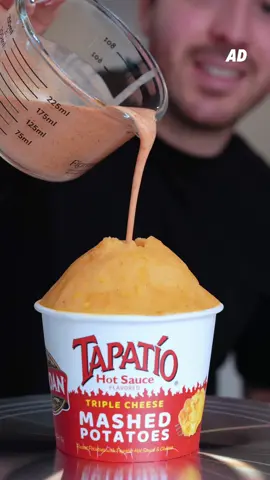 #ad SPICY HONEY MASHED POTATOES 😍 Made with @Idahoan Foods Tapatío® Triple Cheese Mashed Potatoes! This sauce will give it an extra sweet kick and makes it the perfect on-the-go snack!    Sauce ingredients: • 2 tbsp @Tapatío Hot Sauce  • 4 tbsp honey • 4 tbsp Greek yogurt or sour cream Visit idahoan.com to find these Cups at a grocery store near you!
