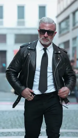 Who is also a fan of biker jackets...? 🔥 Bikerjacket Black jeans white shirt black tie converse🤍🖤 What else....!!!  What do you think of this look? Would you wear..?? 🤍🖤👍 ❌👎 Let my know in the comments 👇 Save it for later and share to your Friends❤️ #leatherjackets  #streetwear  #StreetFashion  #menwithstreetstyle #blackjeans  #converse