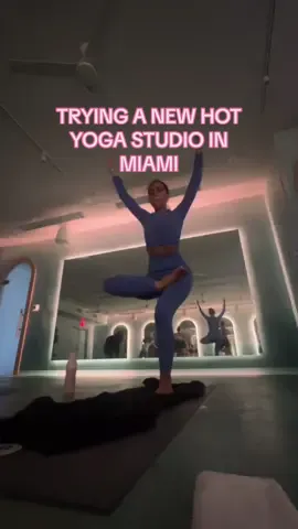 Come to a hot yoga class with me! #hotyogastudio #workout #workoutsets #yoga #classpass #miami #newstudio #review 