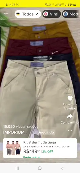 👖✨ Kit 3 Bermuda Sarja Masculino Social - Conforto e Estilo em Cada Peça! ✨👖 O Kit com 3 Bermudas Sarja Masculino é perfeito para o homem moderno que valoriza conforto e estilo. Com modelo social e material premium, essas bermudas são ideais para compor looks casuais e sofisticados. 🏖️💼 🔗 Links dos Produtos: https://mercadolivre.com/sec/1Z2RXSC Aproveite e siga a Novidades Vitrine no Instagram:  https://www.instagram.com/novidadesvitrine/  para mais dicas de estilo! 📲👕 #NovidadesVitrine #MercadoLivre #LooksMasculinos #LooksFashions