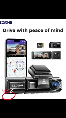 Cámara de tablero de 3 canales, cámara de tablero dual 4K+1080P para automóviles WiFi GPS integrado, 1440P+1080P+1080P frontal y trasero en el interior, tarjeta de 64 GB incluida #Azdome #camara #auto #vijilancia #gps#wifi #camaradeseguridad #tiktokshopblackfriday 