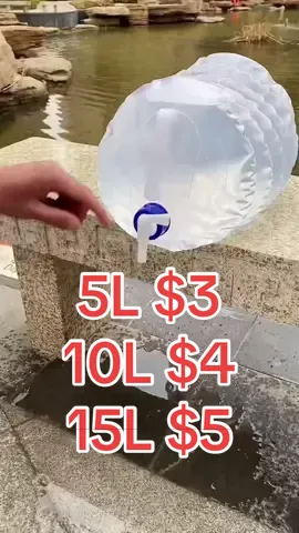 5L $3✅ 10L $4✅ 15L $5✅ Collapsible Water Bucket Foldable Water Storage Gear Outdoor Hiking Camping Water Bucket Travel Water Bag