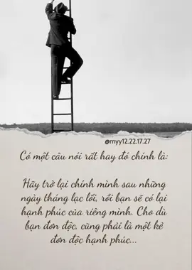 Không có công việc nào không mệt. Không có cuộc sống nào không khổ. Đừng quên mỉm cười và tiếp tục cố gắng.  Có một câu nói rất hay đó chính là: Hãy trở lại chính mình sau những ngày tháng lạc lối, rồi bạn sẽ có lại hạnh phúc của riêng mình. Cho dù bạn đơn độc, cũng phải là một kẻ đơn độc hạnh phúc... #tamsu #tamtrangbuon #camxuc #binhyen #xh #fyp #foryoupage #tinhyeu #storytamtrang #viralvideo #chualanhtamhon #trietlycuocsong