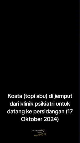 ⚠️Ulang 😅⚠️ Tanggal 17 Oktober kemarin, #SidangKosta kembali dilanjutkan. Dalam video nampak bahwa #Kosta #Serbia di jemput dengan ambulance dari klinik psikiatri dimana dia mendekam selama ini setelah peristiwa 3 mei tahun lalu. Di jemput dari klinik pukul 08.30, Kosta mengenakan topi abu, berjalan melewati kain putih yang di bentangkan dan di kawal dengan ketat, nampak beberapa orang berjaga membentuk tameng di sekitar nya, agar para wartawan tidak dapat mengambil foto kosta yang notabene dibawah umur. Di sidang kemarin, tidak terlalu banyak kemajuan yang berarti. Dia diharuskan menjawab 200+ pertanyaan dari hakim dan keluarga korban namun Kosta masih mengulangi apa yang mendasari perbuatannya, dan siapa yang harus di salahkan atas semua ini, yakni ibunya. (Jawaban kosta ada di video sebelum ini) Kosta bahkan sempat menyeletuk, bahwa dia ingin diingat sebagai seorang psikopat, dan di takuti karena perbuatannya. (Agak laen ini bocah wkwk) Sidang selesai sekitar pukul 13.00 dan akan ada sidang ulang lanjutan yang akan dijadwalkan pada 1 November 2024