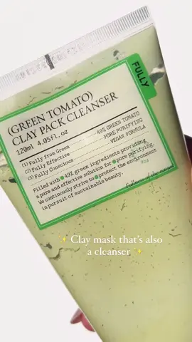 Let me introduce you to a new Kbeauty brand @FULLY Skincare a premium vegan cosmetic brand which embraces the “fullness of nature” by formulating its vegan skin care products with highly pure and nourishing plant based ingredients. Its products cater to a wide range of skin types and concerns. FULLY’s signature Green Tomato line is infused with green tomato extract which is rich in tomatidine and Vitamin C to minimize pores. The collection includes the Green Tomato Clay Pack Cleanser, Green Tomato Toner,  Green Tomato Serum and Green Tomato Cream. I was gifted their Cleanser along with their Serum. Green Tomato Clay Pack Cleanser is a  2-in-1 product for clay mask and facial cleanser. A one-step solution for effective exfoliation and pore care. The cleanser claims to unclogs pores, purifies pores, controls excessive sebum, and mild exfoliation. It contains 49% Green Tomato Extract that aids in deep exfoliation and helps control excessive sebum production, Anti Sebum P that aids in tightening pores, 6-Clay Complex and Corn Mint Powder that helps nourish the skin and clear impurities. I use this mostly as a clay mask whenever my skin needs some extra care and so far I'm loving it. I have oily skin and it does a very well job of cleaning my pores and doesn't leave my skin stripped.  #FULLY #FullySkincare #GreenTomatoCleanser #FullyGreenTomatoClayMaskCleanser #cloggedpores #porecleanser #porecare #oilyskin #skincare #SkinCare101 #kbeauty #kbeautyproducts #productreview #contentcreator #fyp 