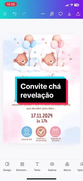 Convite interativo Chá Revelação 🩵🩷 #convitedigital #artedigital #canva #personalizados #festa #festainfantil #chárevelação #tiktokbrasil 