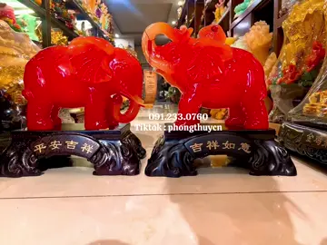 Tượng cặp voi phong thuỷ màu đỏ (cao 36, dài 33, rộng 20/ tượng) #xuhuongtiktok #xuhuong #trend #trending #decoration #gold #green #jade #religion #tượng #figure #homedecor #decor #religious #trangtrinhacua #livingroom #gift #tangia #kimtien #money #Love #wealth #tailoc #mayman #luck #elephant #voi 