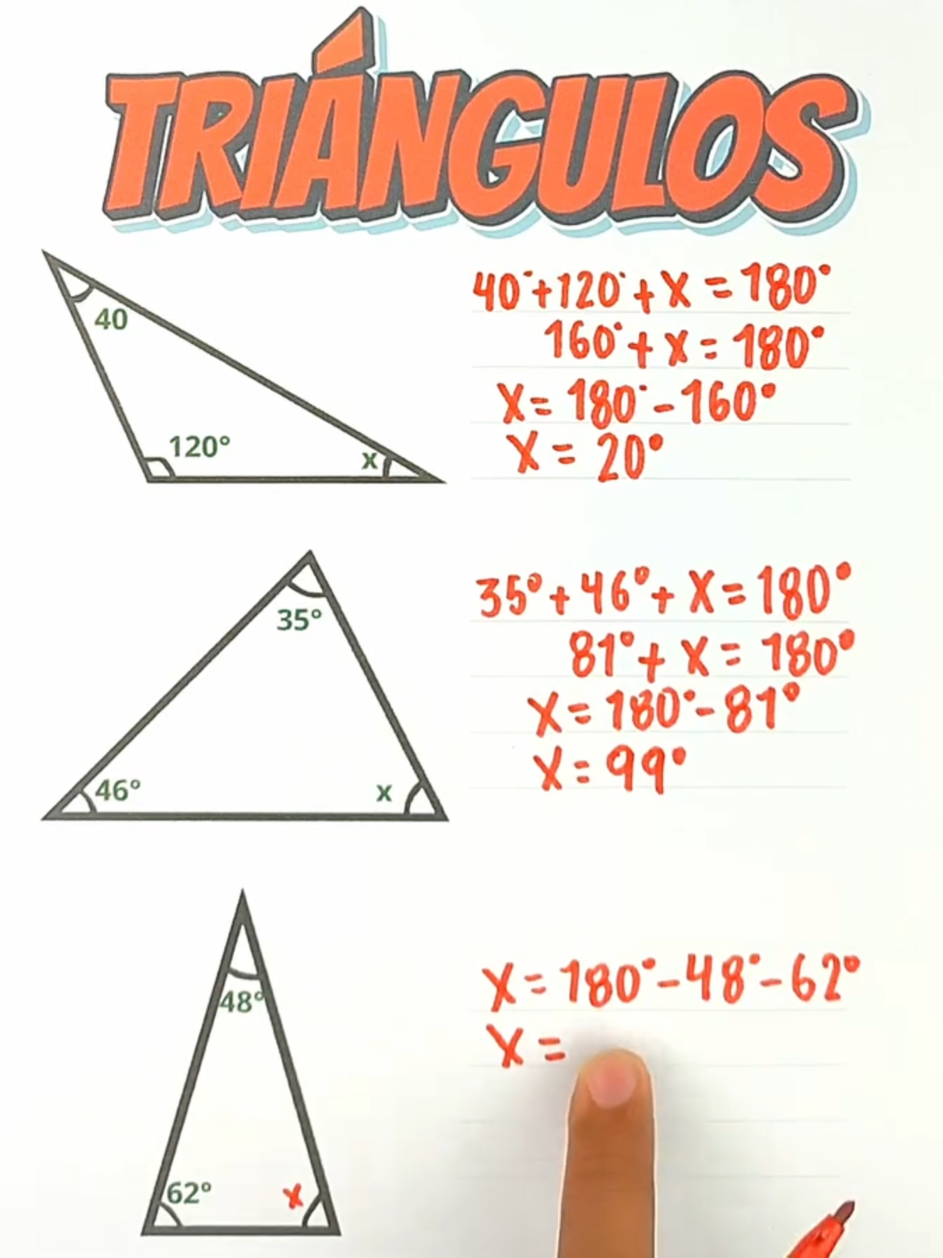 Aprende a calcular ángulos de un triángulo. #matematica #geometria #AprendeEnTikTok #AprendeConTikTok #preuniversitario