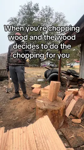 When the wood decides its the axe now #fyp #woodcutting #chop #axe #viral #like #heydudes #woah #why 
