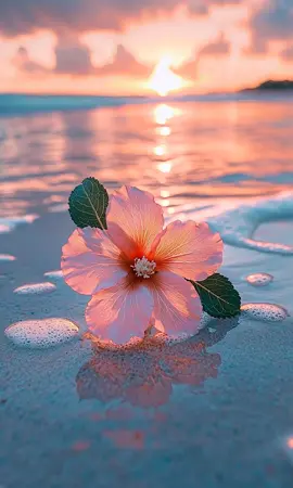 A plant’s beauty shines even brighter as the sun sets over the waves 🌅🌱 #naturebeauty #plant #flower #sunset 